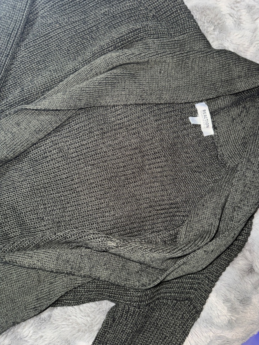 Women's Open-Front Long Cardigan Sweater - Dark Olive- - Picture 3 of 6